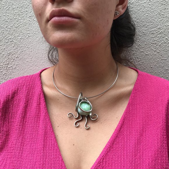 Silver plated octopus hand made necklace Gorgeous - Picture 5 of 12